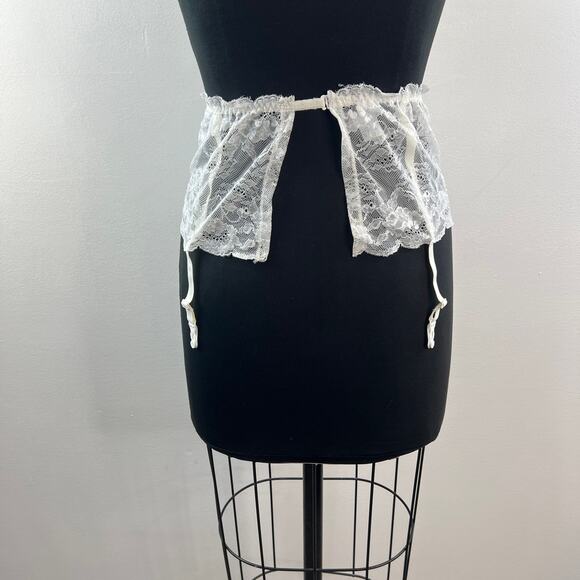 Vintage Lily Of France White Hollywood Garter Belt Stretch Floral Lace One Size - Picture 5 of 7
